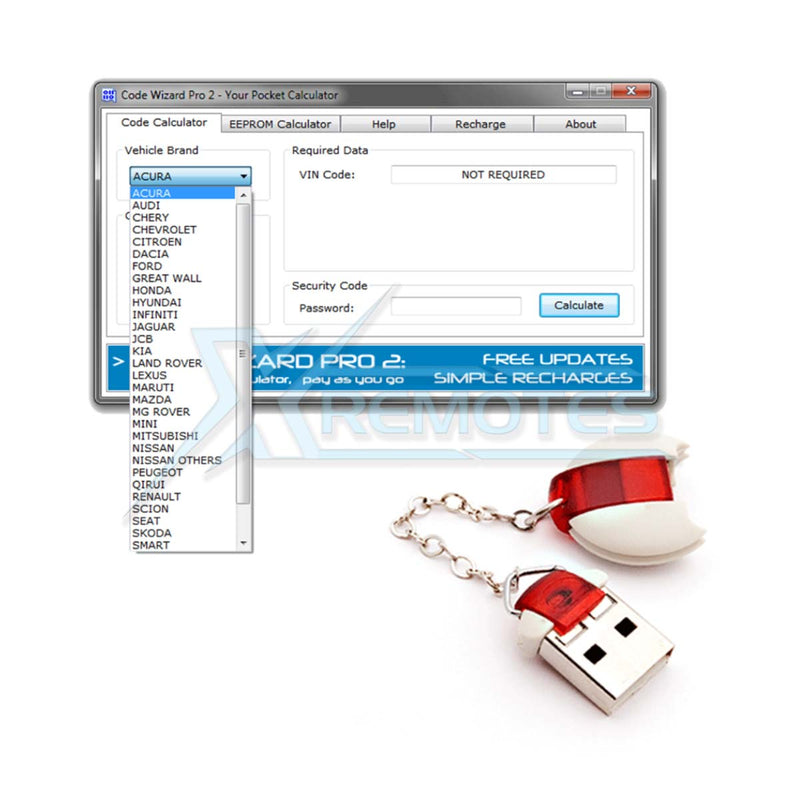 CWP-2 Code Wizard Pro2 Pin Code Calculator Dongle XRemotes