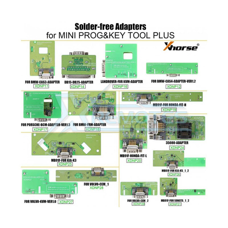 XRemotes - Xhorse Solder-free Adapters Kit for Mini Prog & Key Tool Plus - XR-5034 Key Programmer 
